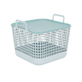 Cesto Organizador 45L Telado com Tampa e Alça Plástico Azul Oikos Cesto Organizador 45L Telado com Tampa e Alça Plástico Azul Oikos