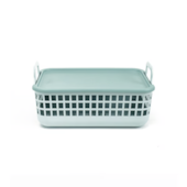 Cesto Organizador 9L Telado com Tampa e Alça Plástico Azul Ciano Oikos