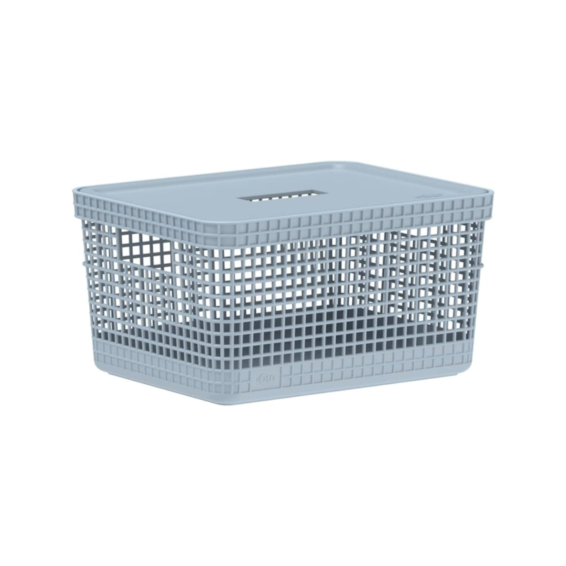 Cesto Organizador Grid com Tampa 8L Azul Ou