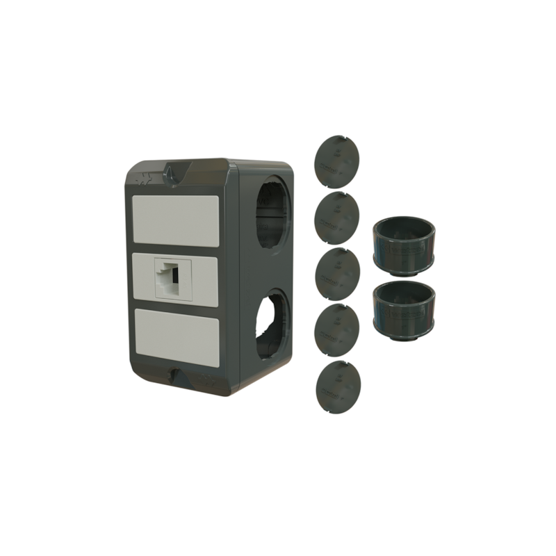 Combo em PVC 1RJ45 Cinza Poliwetzel