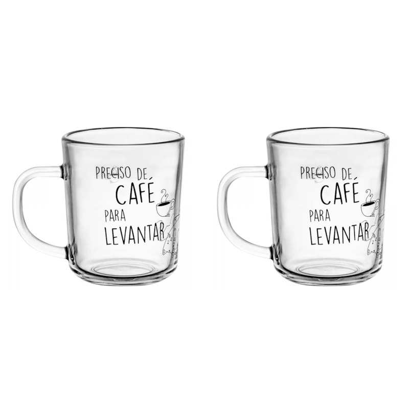 Conjunto 2 Canecas de Vidro Café 220ml Lyor