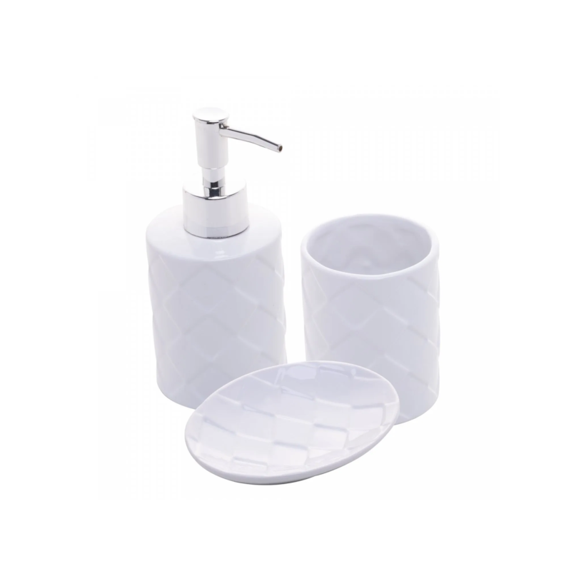 Conjunto 3 Peças para Banheiro de Cerâmica Toulon Branco Lyor
