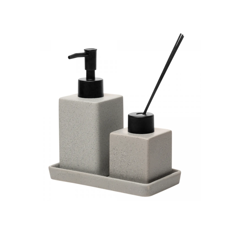 Conjunto 3 Peças para Banheiro Granilite Cinza Cerâmica Lyor