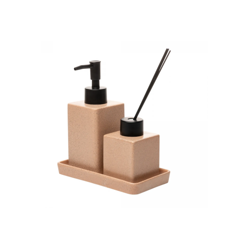 Conjunto 3 Peças para Banheiro Granilite Nude Cerâmica Lyor