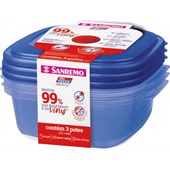 Conjunto 3 Potes Plásticos Ultraprotect 1300ml Sanremo
