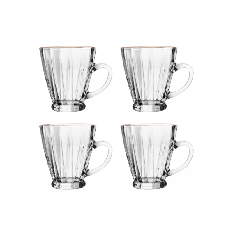 Conjunto 4 Xícaras para Café de Vidro com Fio de Ouro Radial 160ml Lyor