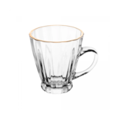 Conjunto 4 Xícaras para Café de Vidro com Fio de Ouro Radial 160ml Lyor
