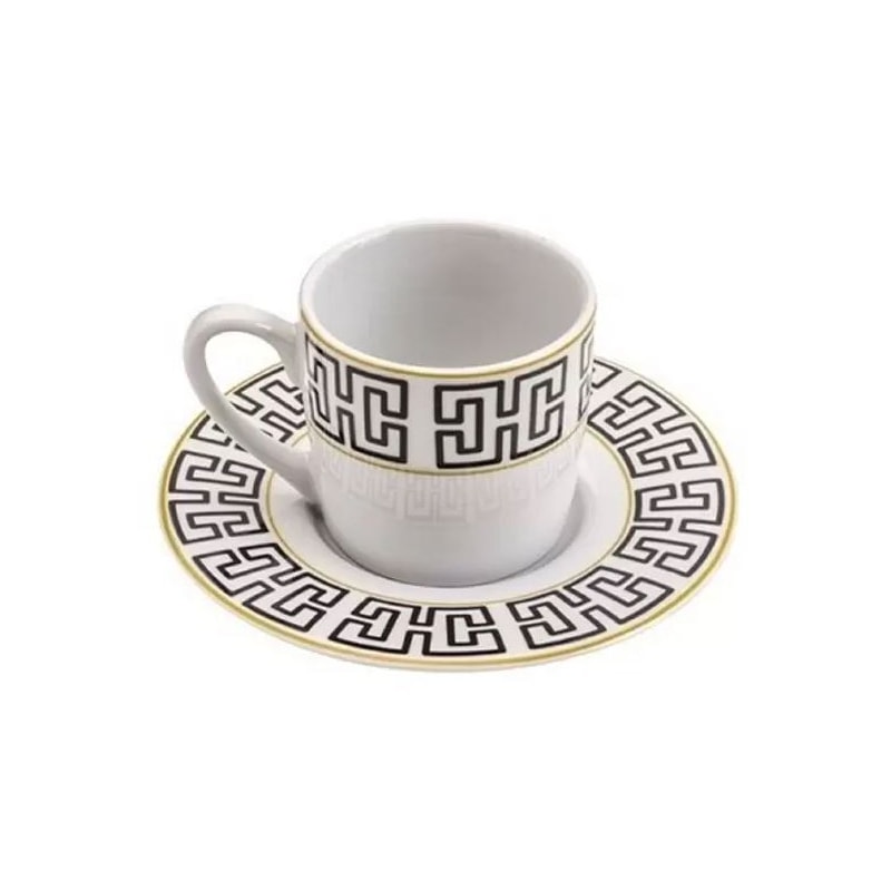 Conjunto 6 Xícaras Café com Pires de Porcelana Egito