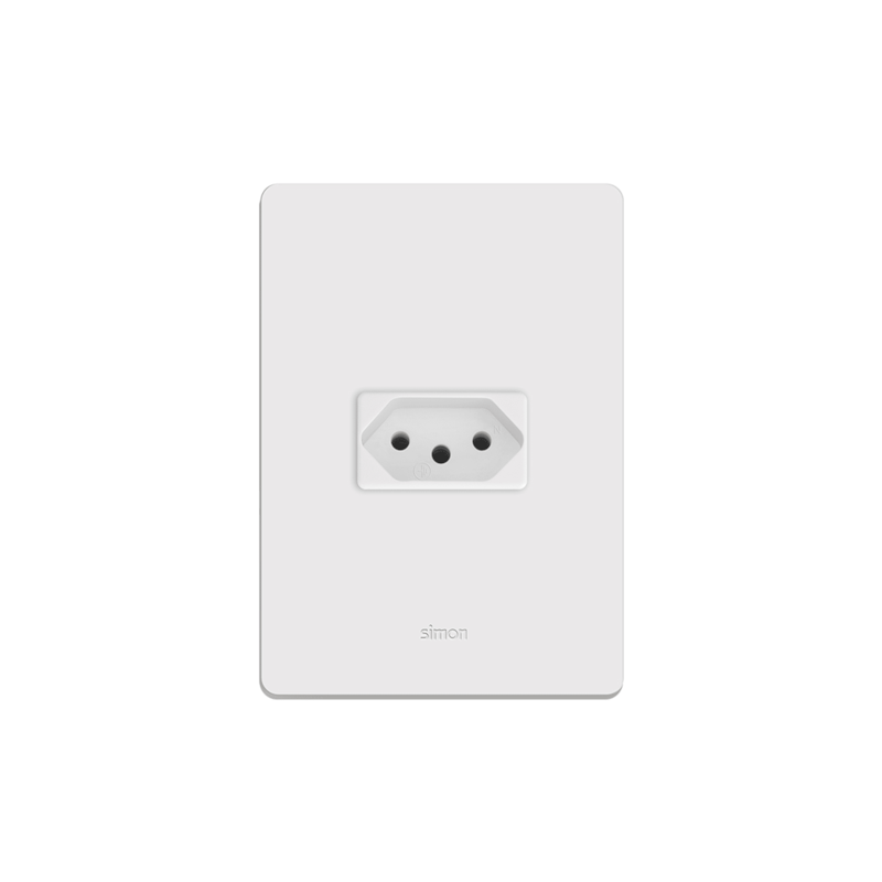 Conjunto de 1 Tomada 2P+T 10A Branca para Móveis Simon 