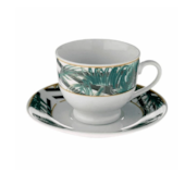 Conjunto de 6 Xícaras de Chá com Pires Porcelana Tropical Lyor Conjunto de 6 Xícaras de Chá com Pires Porcelana Tropical Lyor