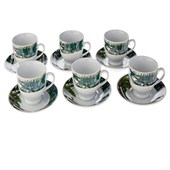 Conjunto de 6 Xícaras de Chá com Pires Porcelana Tropical Lyor