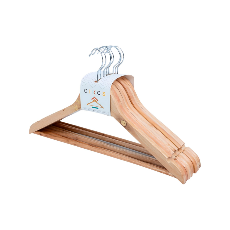Conjunto de Cabides de Madeira 8 Peças Oikos