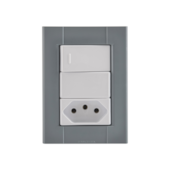 Conjunto de Sobrepor 1 Interruptor Simples e 1 Tomada 2P+T 10A Liz Plastibox Tramontina