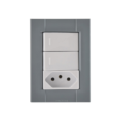 Conjunto de Sobrepor 2 Interruptores Simples e 1 Tomada 2P+T 10A Liz Plastibox Tramontina