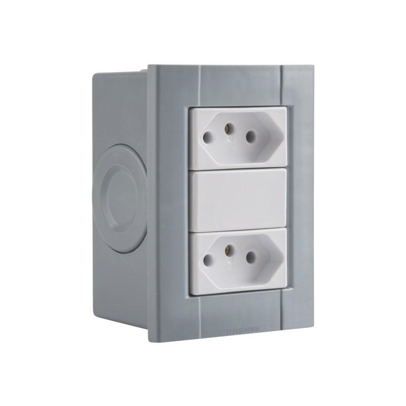 Conjunto de Sobrepor 2 Tomadas 2P+T 10A Liz Plastibox Tramontina