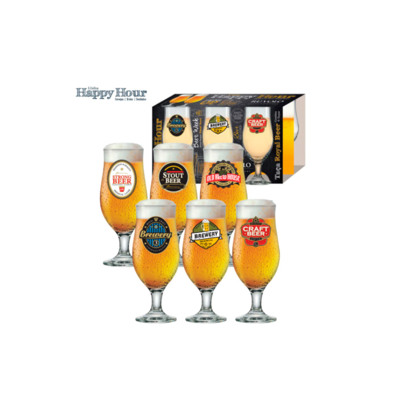 Conjunto de Taças Beer Happy Hour Vidro 380ml 6 Peças Ruvolo