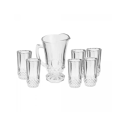 Conjunto Jarra com 6 Copos de Vidro Diamante 1,25L/260ml Lyor