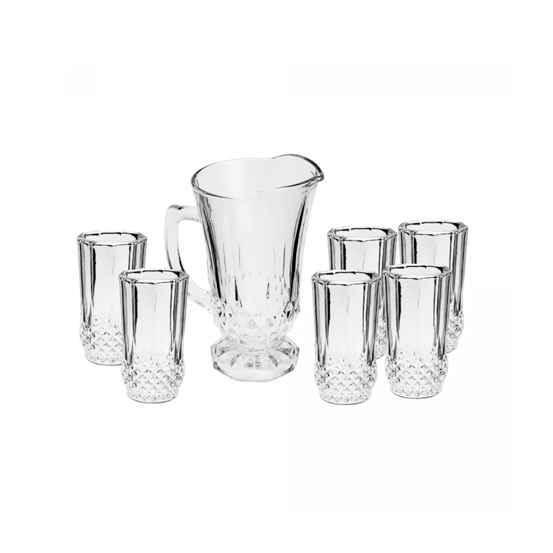 Conjunto Jarra com 6 Copos de Vidro Diamante 1,25L/260ml Lyor