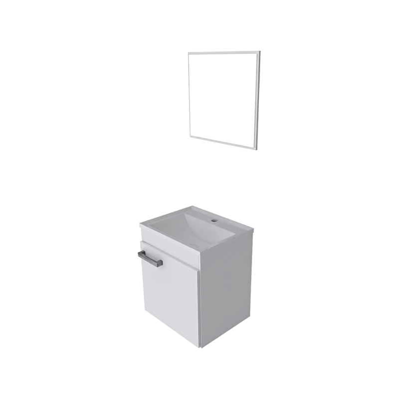 Conjunto New Bari Gabinete com Cuba e Espelheira Branco Real Metais