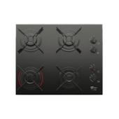 Cooktop 4 Bocas Fit Line a Gás e Mesa de Vidro Preto Fischer