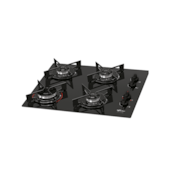 Cooktop 4 Bocas Fit Line a Gás e Mesa de Vidro Preto Fischer