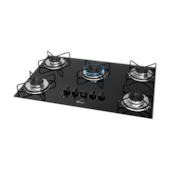 Cooktop 5 Bocas Fit Line a Gás e Mesa de Vidro Preto Fischer