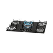 Cooktop 5 Bocas Tripla Chama Mesa de Vidro Preto Fischer