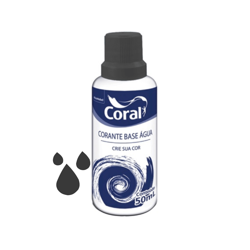 Corante Base de Água Preto 50ml Coral