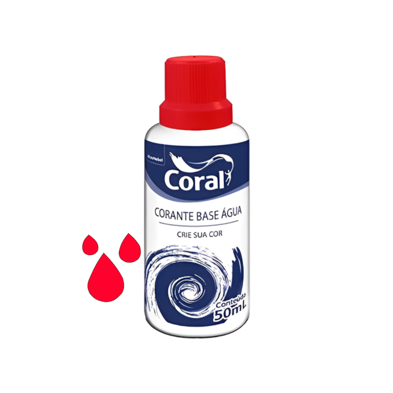 Corante Base de Água Vermelho 50ml Coral