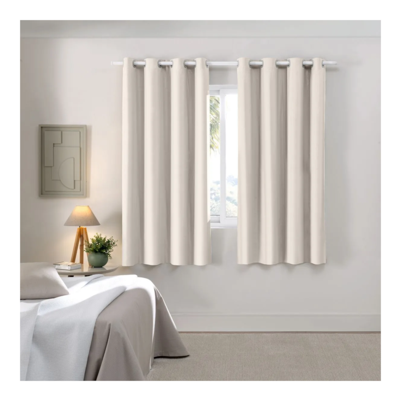 Cortina Corta Luz Ilhos 130cm X 170cm Areia Bella Janela