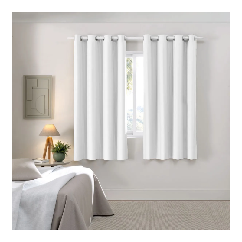 Cortina Corta Luz Ilhos 130cm X 170cm Branco Bella Janela
