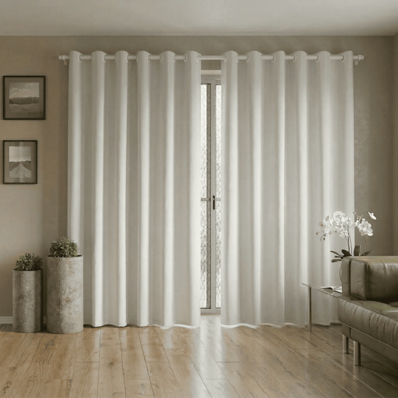 Cortina Corta Luz Ilhós 420x250cm Branco PVC Bella Janela