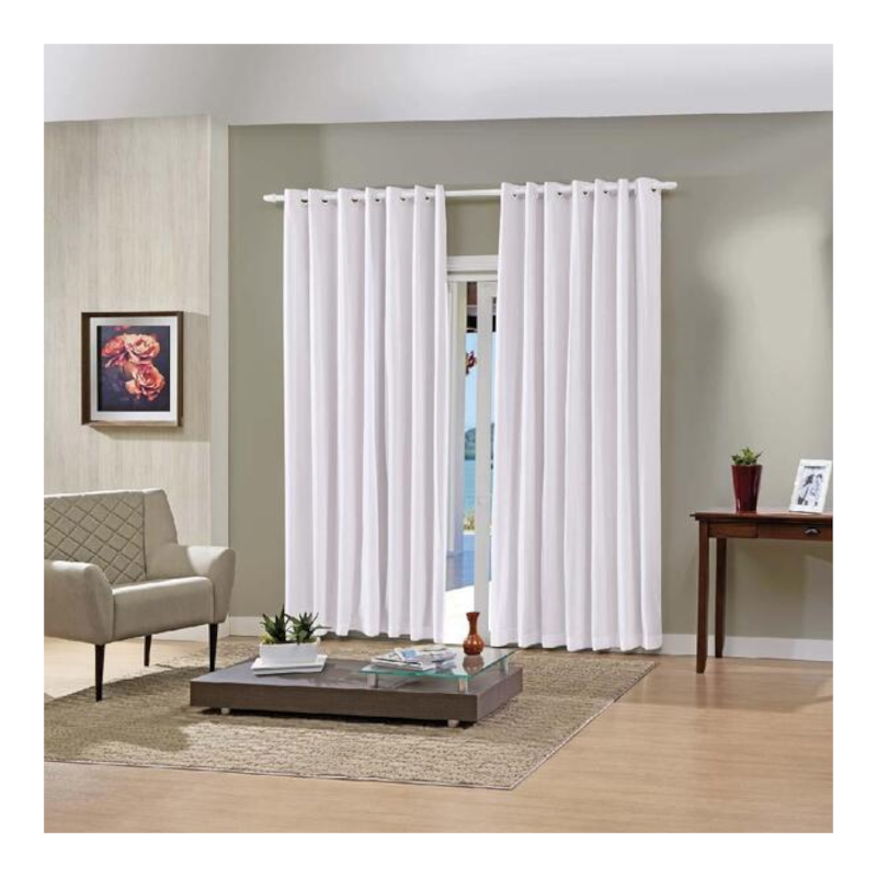 Cortina Pratika 200cm X 160cm Lisa Slim Branco Bella Janela