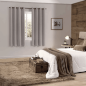 Cortina Rústica Oxford Lisa 200x160cm Cinza Bella Janela