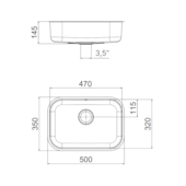 Cuba Aço Inox de Embutir Brilho 47x32x14,5cm sem Válvula Docol