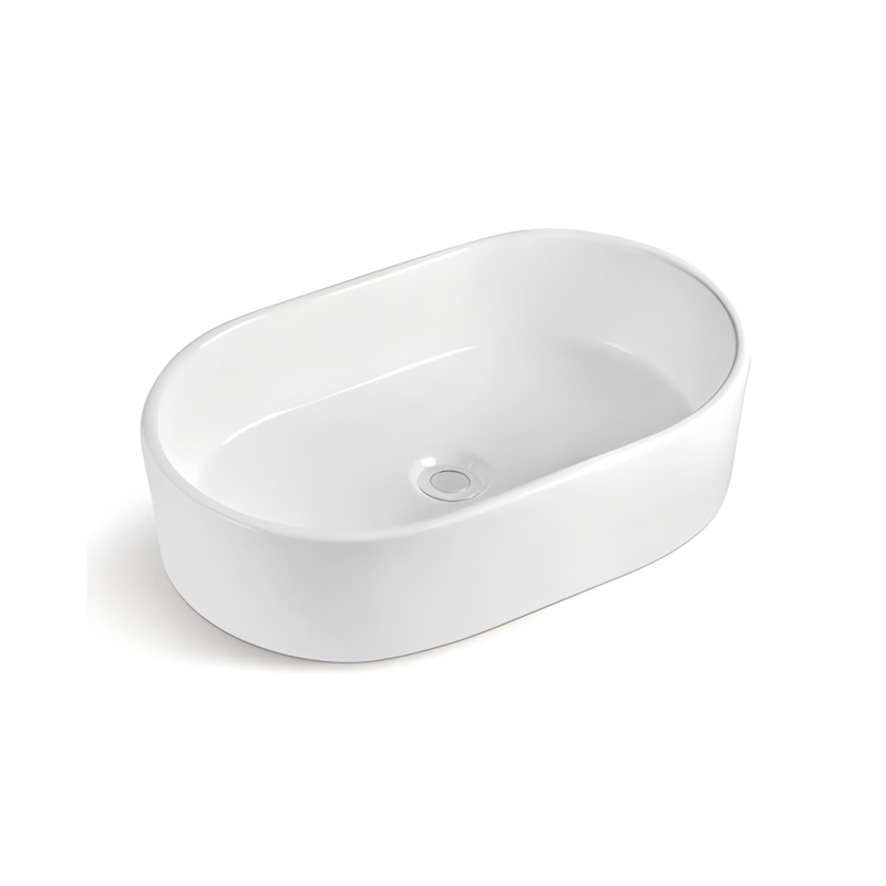 Cuba de Apoio Oval 55,5x34,5x14cm Branca Casa Ok