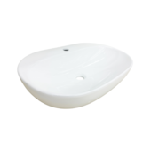 Cuba de Apoio Oval com Mesa 60x40cm Branca Casa Ok