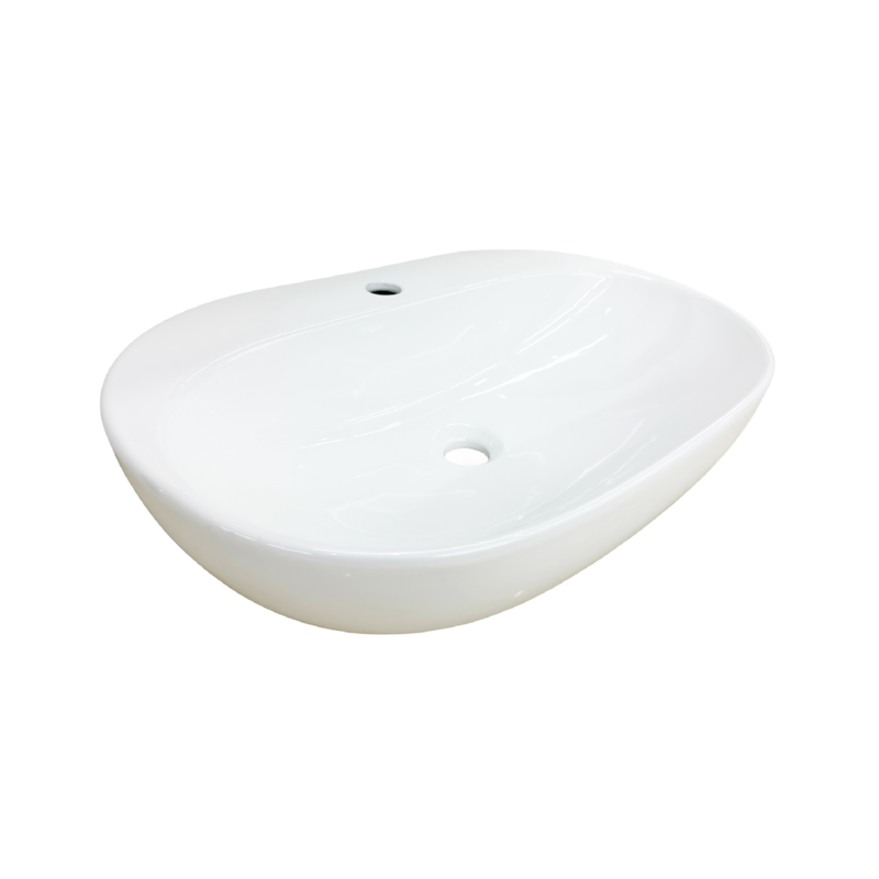 Cuba de Apoio Oval com Mesa 60x40cm Branca Casa Ok