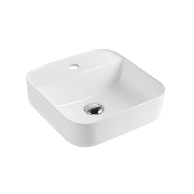 Cuba de Apoio Quadrada Branca com Mesa 39x39x14cm FMTP468A Qualiz