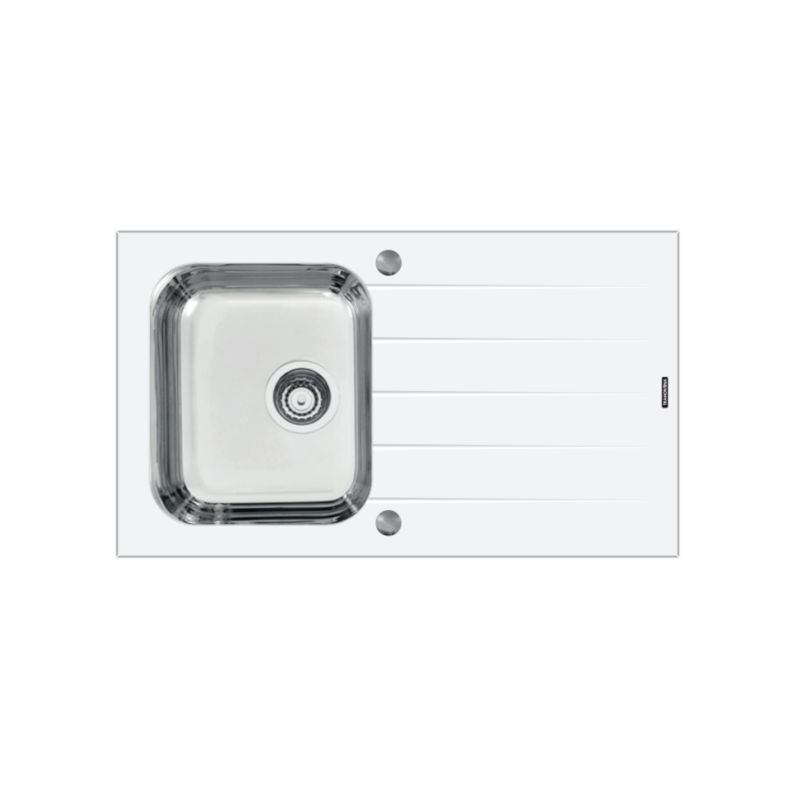 Cuba Sobrepor de Vidro Branco 86x50cm Tramontina
