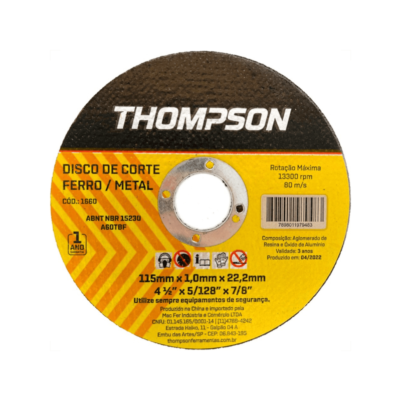 Disco de Corte 4.1/2 115mm para Ferro Thompson
