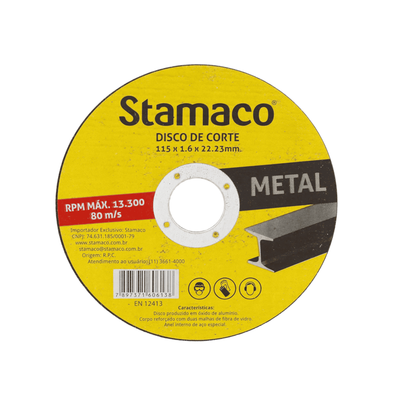 Disco de Corte Metal para Esmerilhadeira 115mm Stamaco