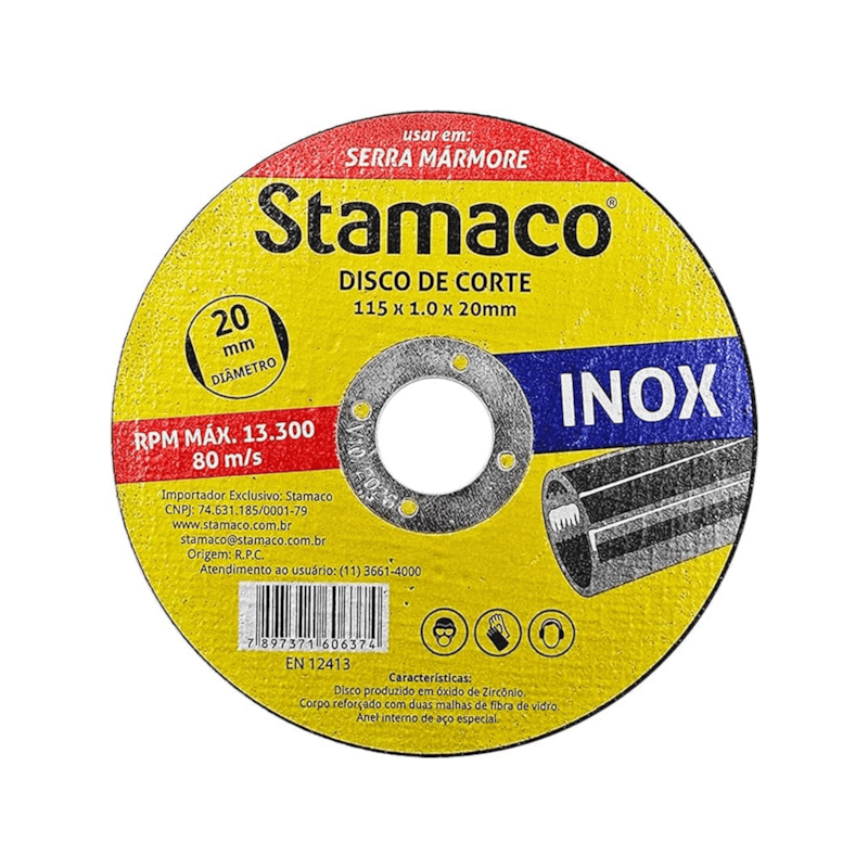 Disco de Corte para Inox 115x1,0x20mm Stamaco