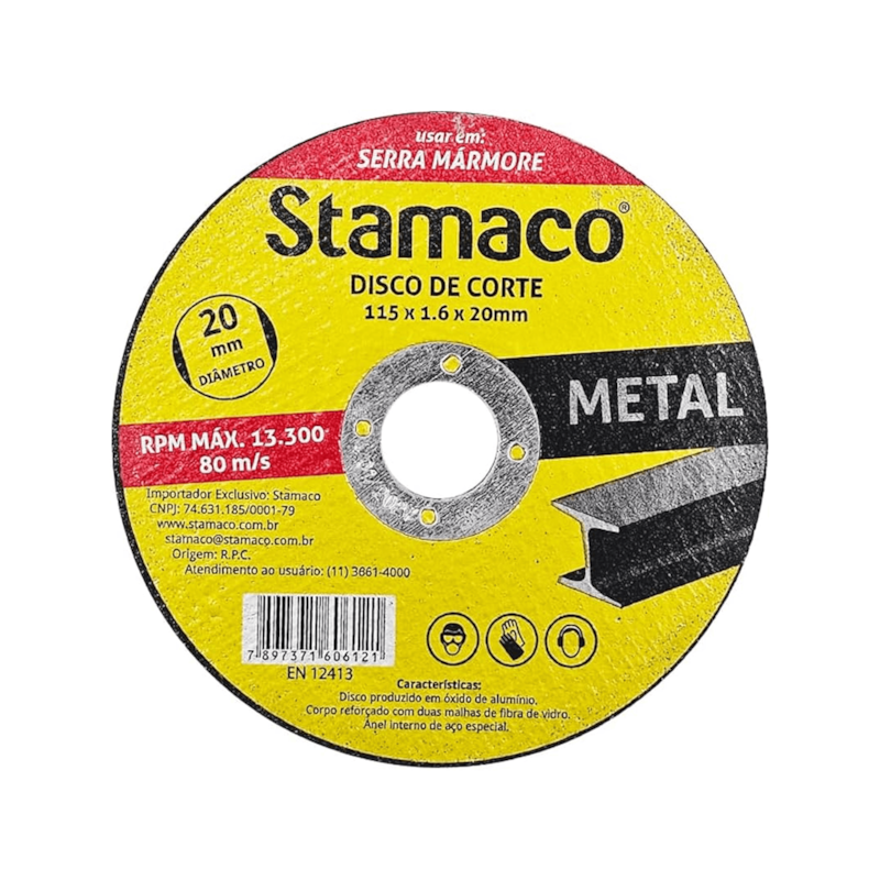 Disco de Corte para Metal 115x1,6x20mm Stamaco