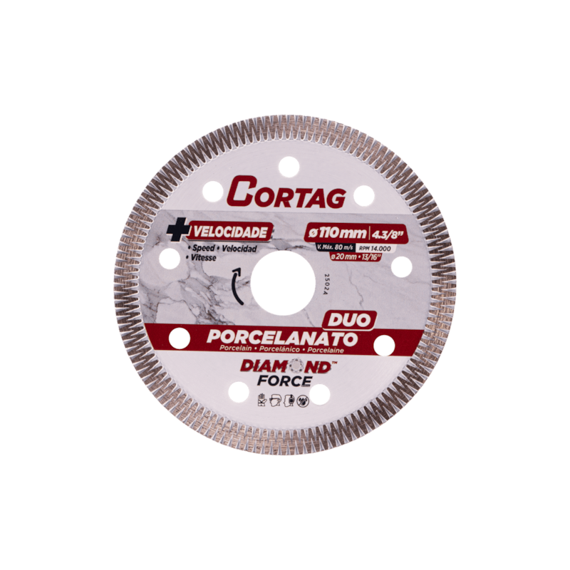 Disco Diamantado para Porcelanato Duo 110mm Cortag
