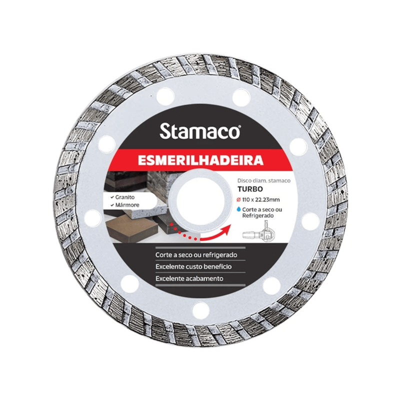 Disco Diamantado Turbo 110x22,23mm para Esmerilhadera Stamaco