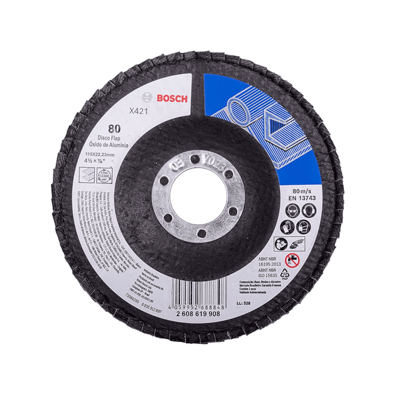 Disco Flap Óxido de Alumínio X421 Ø115mm G80 Bosch