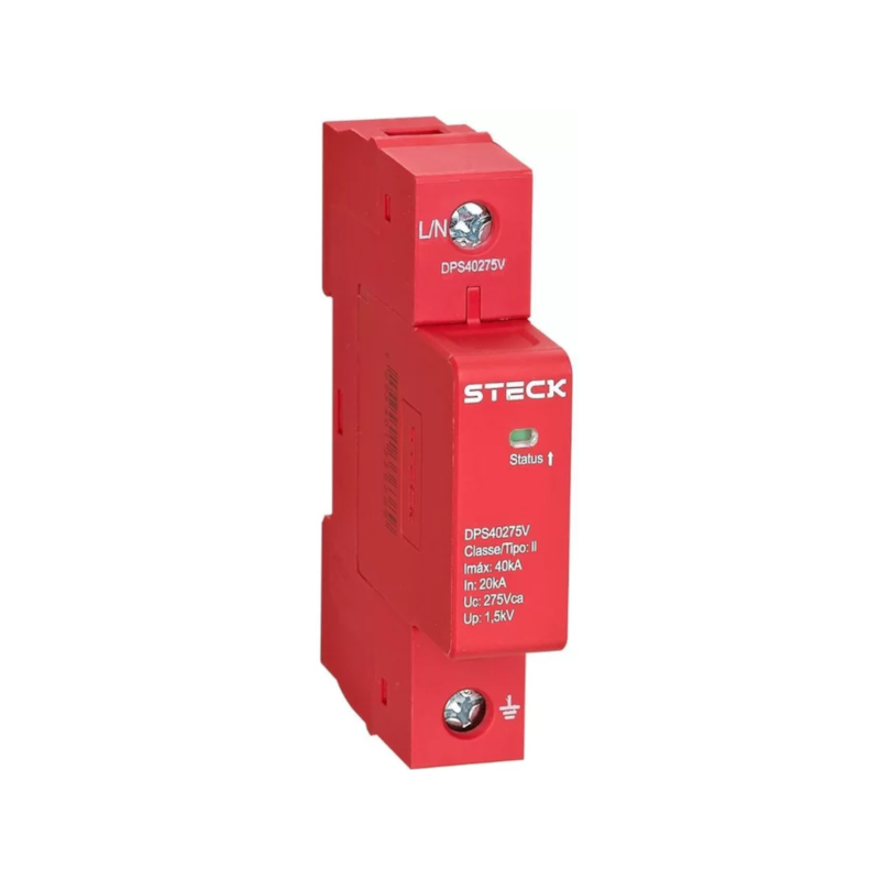 Dispositivo de Proteção Contra Surtos 40KA Classe II 275V Vermelho Steck