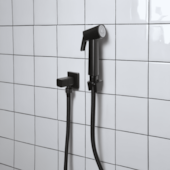 Ducha Higiênica com Suporte Preto Quadrado Urban Qualiz