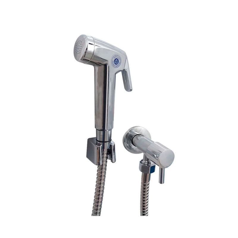 Ducha Higiênica de Metal 1,20m com Suporte Cromado Qualiz